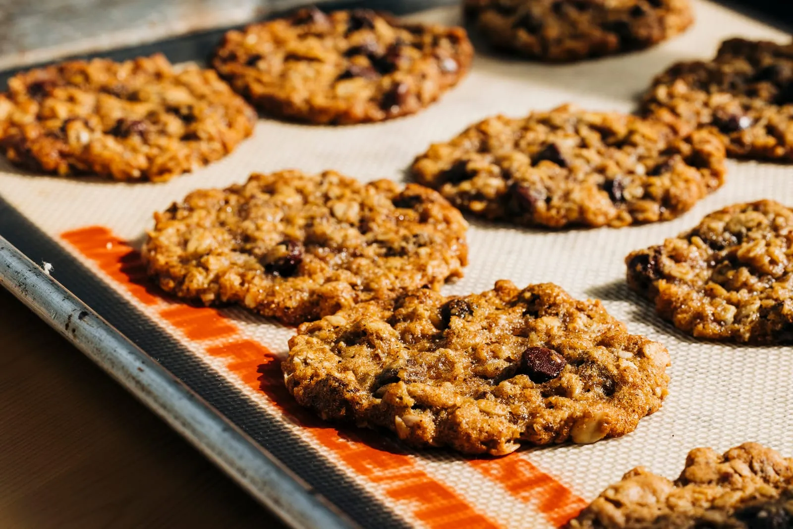 A tray of cookies fresh out of the oven
